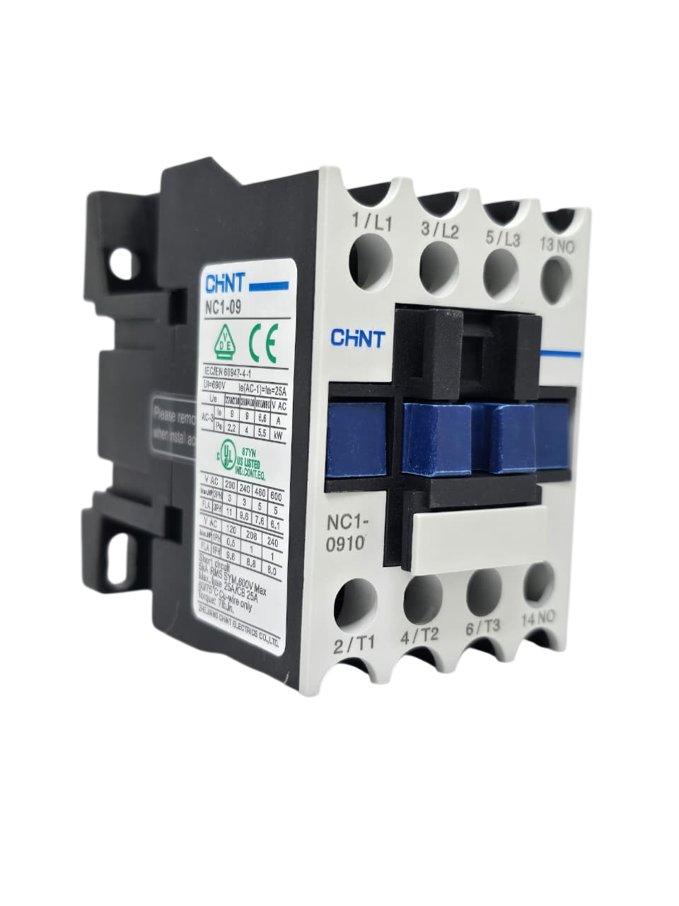 CONTACTOR 9 AMP, 3P+1NO BOB, 110VAC CHINT